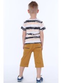 Boy\'s striped T-shirt with a pocket / navy blue NDZ4534 - Online store - Boutique